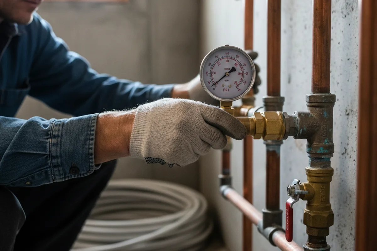 Pressure testing a repaired line during Water Line Repair in Sutton