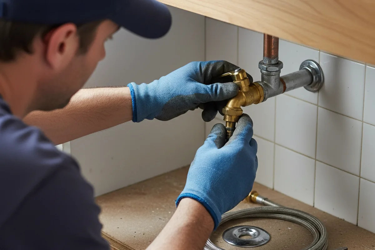 Shutoff valve and fitting work during Burst Pipe Repair in Sutton